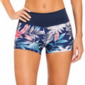 Damen Badeshorts L aus Kunstfaser Blau mit Blumenmuster hoher Bund