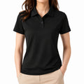 Damen Poloshirt L aus Textil Schwarz mit Kurzarm und klassischem Kragen