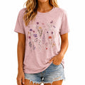 Damen T-Shirt Größe M Rosa Textil mit Blumenprint Kurzarm Rundhals
