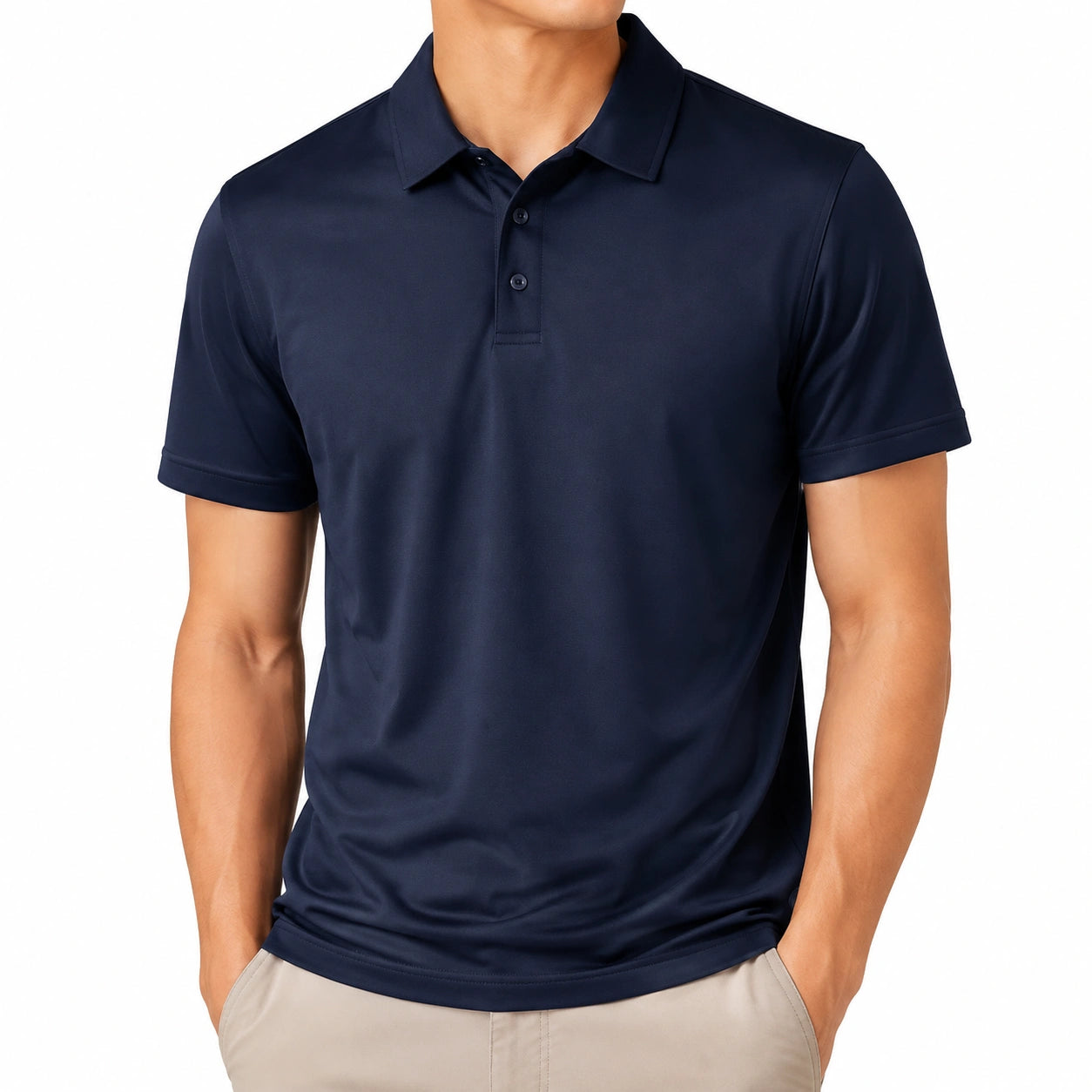 Herren Poloshirt M Dunkelblau Synthetik Kurzarm Sportlich