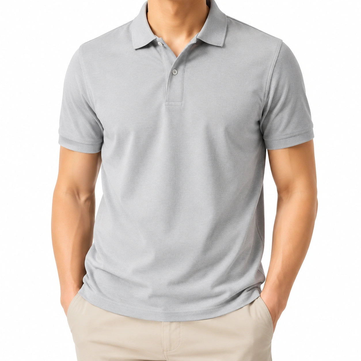 Herren Poloshirt Größe L Textil Grau Kurzarm Klassisch