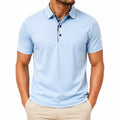 Herren Poloshirt XL hellblau kurzarm mit Musterdetails