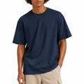 Herren T-Shirt Größe L aus Textil in Dunkelblau mit lockerem Schnitt
