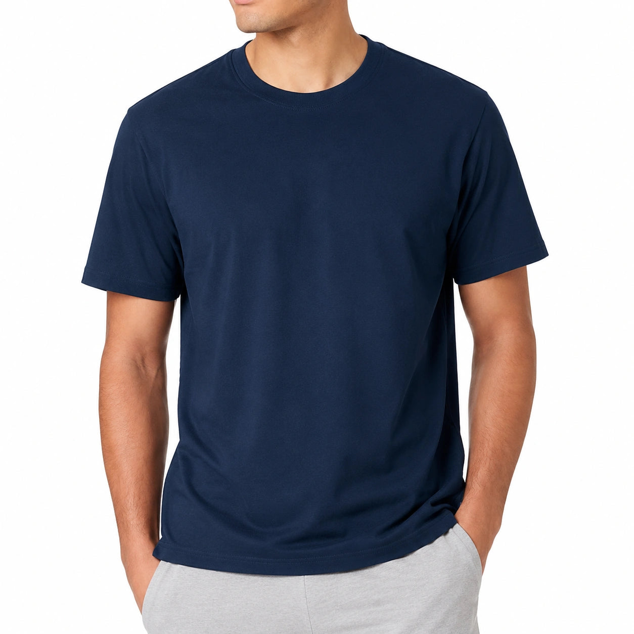 Herren T-Shirt Größe L Dunkelblau Kurzarm Rundhals Freizeit