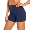 Damen Radlerhose Größe L aus elastischem Synthetikstoff in Dunkelblau mit hohem Bund