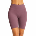 Damen Radlerhose L in Mauve mit hohem Bund aus elastischem Textilgewebe
