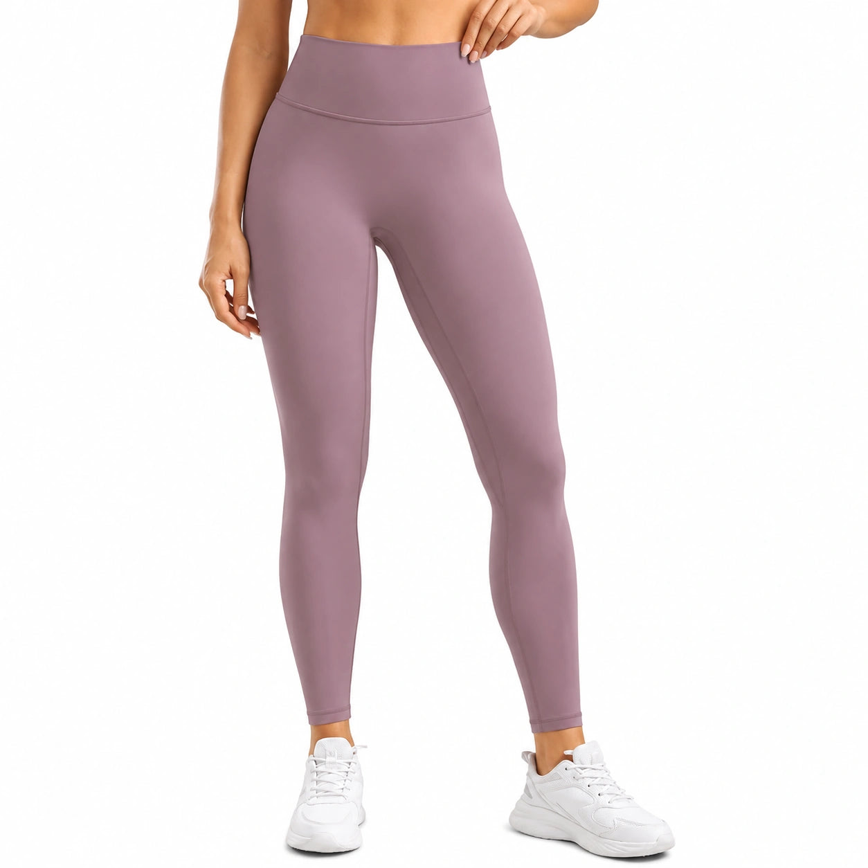 Damen Sportleggings L aus elastischem Textil in Altrosa mit hohem Bund